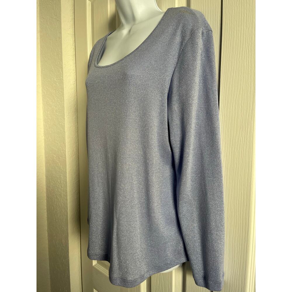 Chico’s Shimmering Blue Long Sleeve Top Women’s Size 2 NWT - Picture 3 of 11